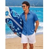 image:imageCOOFANDY Mens Button Down Short Sleeve Shirts Casual Summer Vacation Shirts Linen Beach Wedding ShirtBlue