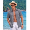 image:imageCOOFANDY Mens Button Down Short Sleeve Shirts Casual Summer Vacation Shirts Linen Beach Wedding ShirtBlue Violet