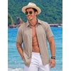 image:imageCOOFANDY Mens Button Down Short Sleeve Shirts Casual Summer Vacation Shirts Linen Beach Wedding ShirtChampagne