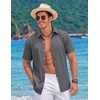 image:imageCOOFANDY Mens Button Down Short Sleeve Shirts Casual Summer Vacation Shirts Linen Beach Wedding ShirtDark Grey