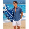 image:imageCOOFANDY Mens Button Down Short Sleeve Shirts Casual Summer Vacation Shirts Linen Beach Wedding ShirtDenim Blue