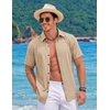 image:imageCOOFANDY Mens Button Down Short Sleeve Shirts Casual Summer Vacation Shirts Linen Beach Wedding ShirtKhaki