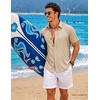 image:imageCOOFANDY Mens Button Down Short Sleeve Shirts Casual Summer Vacation Shirts Linen Beach Wedding ShirtKhaki