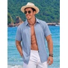 image:imageCOOFANDY Mens Button Down Short Sleeve Shirts Casual Summer Vacation Shirts Linen Beach Wedding ShirtLight Blue
