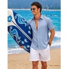 image:imageCOOFANDY Mens Button Down Short Sleeve Shirts Casual Summer Vacation Shirts Linen Beach Wedding ShirtLight Blue