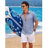 image:imageCOOFANDY Mens Button Down Short Sleeve Shirts Casual Summer Vacation Shirts Linen Beach Wedding ShirtLight Denim Blue