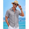 image:imageCOOFANDY Mens Button Down Short Sleeve Shirts Casual Summer Vacation Shirts Linen Beach Wedding ShirtLight Grey