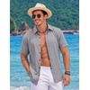 image:imageCOOFANDY Mens Button Down Short Sleeve Shirts Casual Summer Vacation Shirts Linen Beach Wedding ShirtLight Grey