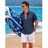 image:imageCOOFANDY Mens Button Down Short Sleeve Shirts Casual Summer Vacation Shirts Linen Beach Wedding ShirtNavy Blue