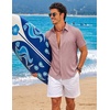 image:imageCOOFANDY Mens Button Down Short Sleeve Shirts Casual Summer Vacation Shirts Linen Beach Wedding ShirtPink