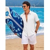 image:imageCOOFANDY Mens Button Down Short Sleeve Shirts Casual Summer Vacation Shirts Linen Beach Wedding ShirtWhite