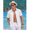 image:imageCOOFANDY Mens Button Down Short Sleeve Shirts Casual Summer Vacation Shirts Linen Beach Wedding ShirtWhite