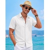 image:imageCOOFANDY Mens Button Down Short Sleeve Shirts Casual Summer Vacation Shirts Linen Beach Wedding ShirtWhite