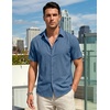 image:imageCOOFANDY Mens Casual Button Down Shirt Short Sleeve Summer Shirt for Beach Vacation Resort WearDenim Blue