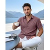 image:imageCOOFANDY Mens Casual Button Down Shirt Short Sleeve Summer Shirt for Beach Vacation Resort WearWine Red