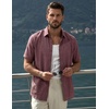 image:imageCOOFANDY Mens Casual Button Down Shirt Short Sleeve Summer Shirt for Beach Vacation Resort WearWine Red