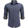 image:imageCOOFANDY Mens Casual Button Down Shirts Long Sleeve Fall Shirt Untucked Dress Shirts for Men01navy Blue