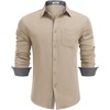 image:imageCOOFANDY Mens Casual Button Down Shirts Long Sleeve Fall Shirt Untucked Dress Shirts for MenLight Khaki