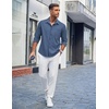 image:imageCOOFANDY Mens Casual Button Down Shirts Long Sleeve Untucked Shirts Regular Fit Linen ShirtDenim Blue