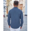 image:imageCOOFANDY Mens Casual Button Down Shirts Long Sleeve Untucked Shirts Regular Fit Linen ShirtDenim Blue