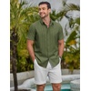 image:imageCOOFANDY Mens Casual Button Down Shirts Short Sleeve Summer Beach Textured ShirtsArmy Green