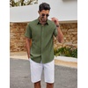 image:imageCOOFANDY Mens Casual Button Down Shirts Short Sleeve Summer Beach Textured ShirtsArmy Green