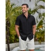 image:imageCOOFANDY Mens Casual Button Down Shirts Short Sleeve Summer Beach Textured ShirtsBlack
