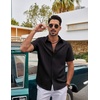 image:imageCOOFANDY Mens Casual Button Down Shirts Short Sleeve Summer Beach Textured ShirtsBlack