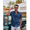 image:imageCOOFANDY Mens Casual Button Down Shirts Short Sleeve Summer Beach Textured ShirtsDark Blue