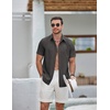 image:imageCOOFANDY Mens Casual Button Down Shirts Short Sleeve Summer Beach Textured ShirtsDark Grey