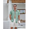image:imageCOOFANDY Mens Casual Button Down Shirts Short Sleeve Summer Beach Textured ShirtsIce Green