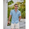 image:imageCOOFANDY Mens Casual Button Down Shirts Short Sleeve Summer Beach Textured ShirtsLight Blue