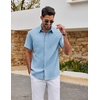 image:imageCOOFANDY Mens Casual Button Down Shirts Short Sleeve Summer Beach Textured ShirtsLight Blue