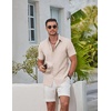 image:imageCOOFANDY Mens Casual Button Down Shirts Short Sleeve Summer Beach Textured ShirtsLight Moon Grey