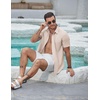 image:imageCOOFANDY Mens Casual Button Down Shirts Short Sleeve Summer Beach Textured ShirtsLight Moon Grey