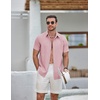 image:imageCOOFANDY Mens Casual Button Down Shirts Short Sleeve Summer Beach Textured ShirtsPink