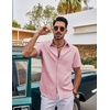 image:imageCOOFANDY Mens Casual Button Down Shirts Short Sleeve Summer Beach Textured ShirtsPink