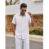 image:imageCOOFANDY Mens Casual Button Down Shirts Short Sleeve Summer Beach Textured ShirtsWhite