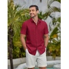 image:imageCOOFANDY Mens Casual Button Down Shirts Short Sleeve Summer Beach Textured ShirtsWine Red
