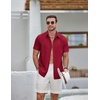 image:imageCOOFANDY Mens Casual Button Down Shirts Short Sleeve Summer Beach Textured ShirtsWine Red