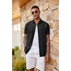 image:imageCOOFANDY Mens Casual Button Down Shirts Short Sleeve Textured Shirt Summer Beach Shirts with PocketAll Black
