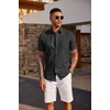 image:imageCOOFANDY Mens Casual Button Down Shirts Short Sleeve Textured Shirt Summer Beach Shirts with PocketAll Black