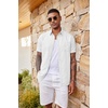 image:imageCOOFANDY Mens Casual Button Down Shirts Short Sleeve Textured Shirt Summer Beach Shirts with PocketAll White