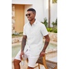 image:imageCOOFANDY Mens Casual Button Down Shirts Short Sleeve Textured Shirt Summer Beach Shirts with PocketAll White