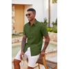 image:imageCOOFANDY Mens Casual Button Down Shirts Short Sleeve Textured Shirt Summer Beach Shirts with PocketArmy Green