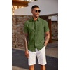 image:imageCOOFANDY Mens Casual Button Down Shirts Short Sleeve Textured Shirt Summer Beach Shirts with PocketArmy Green