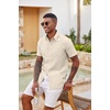image:imageCOOFANDY Mens Casual Button Down Shirts Short Sleeve Textured Shirt Summer Beach Shirts with PocketBeige