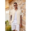 image:imageCOOFANDY Mens Casual Button Down Shirts Short Sleeve Textured Shirt Summer Beach Shirts with PocketBeige