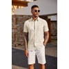 image:imageCOOFANDY Mens Casual Button Down Shirts Short Sleeve Textured Shirt Summer Beach Shirts with PocketBeige