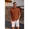 image:imageCOOFANDY Mens Casual Button Down Shirts Short Sleeve Textured Shirt Summer Beach Shirts with PocketCaramel